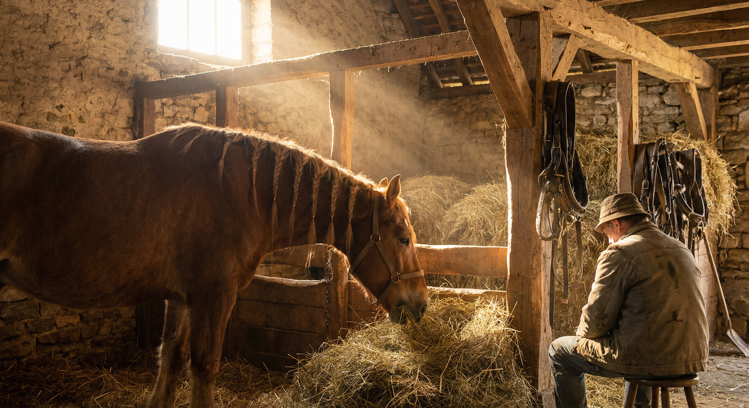 Horses in the stable