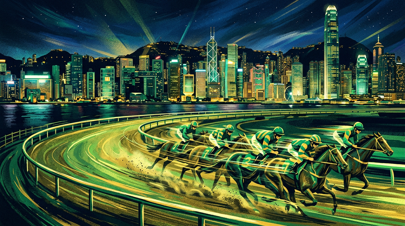 Stylized Hong Kong racing night scene