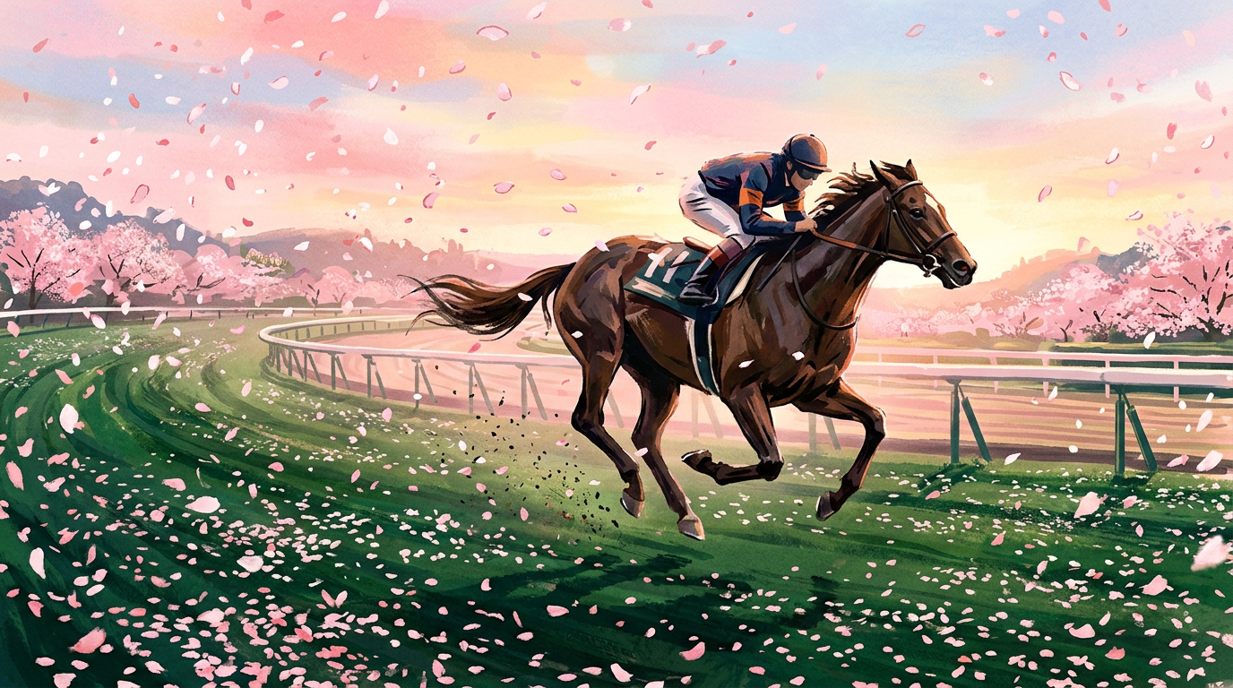 Stylized Japan turf racing illustration
