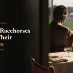 Owner in tweed watching a racetrack at golden hour, beside the headline How Racehorses Get Their Names